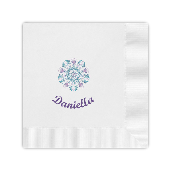 Custom Mandala Floral Coined Cocktail Napkins (Personalized)