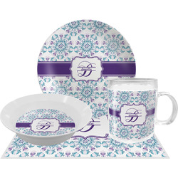 Mandala Floral Dinner Set - Single 4 Pc Setting w/ Name and Initial