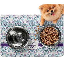 Mandala Floral Dog Food Mat - Small w/ Name and Initial