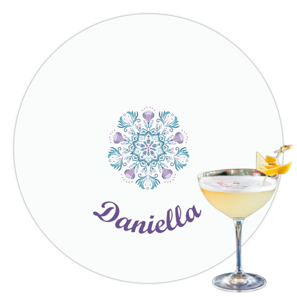 Custom Mandala Floral Printed Drink Topper - 3.5" (Personalized)