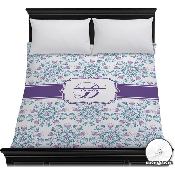 Custom Mandala Floral Duvet Cover - Full / Queen (Personalized)