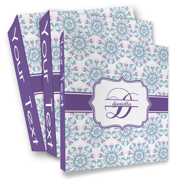 Custom Mandala Floral 3 Ring Binder - Full Wrap (Personalized)