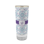 Mandala Floral 2 oz Shot Glass -  Glass with Gold Rim - Single (Personalized)