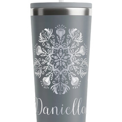 Mandala Floral RTIC Everyday Tumbler with Straw - 28oz - Grey - Double-Sided (Personalized)