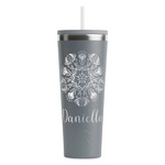 Mandala Floral RTIC Everyday Tumbler with Straw - 28oz - Grey - Double-Sided (Personalized)