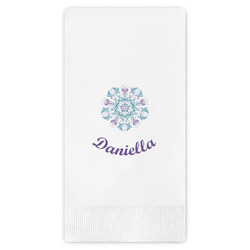 Mandala Floral Guest Napkins - Full Color - Embossed Edge (Personalized)