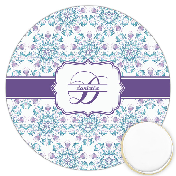 Custom Mandala Floral Printed Cookie Topper - 3.25" (Personalized)