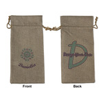 Mandala Floral Large Burlap Gift Bag - Front & Back (Personalized)