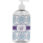 Mandala Floral Plastic Soap / Lotion Dispenser (16 oz - Large - White) (Personalized)