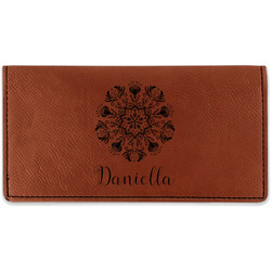 Mandala Floral Leatherette Checkbook Holder - Double Sided (Personalized)