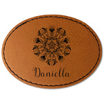 Mandala Floral Faux Leather Iron On Patch - Oval (Personalized)