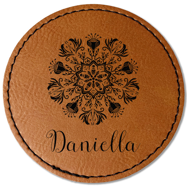 Custom Mandala Floral Faux Leather Iron On Patch - Round (Personalized)