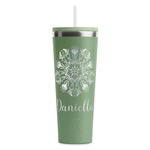 Mandala Floral RTIC Everyday Tumbler with Straw - 28oz - Light Green - Double-Sided (Personalized)