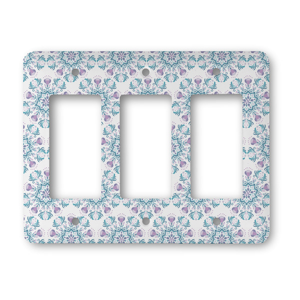 Custom Mandala Floral Rocker Style Light Switch Cover - Three Switch