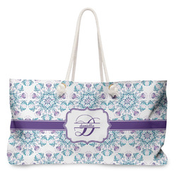 Mandala Floral Large Tote Bag with Rope Handles (Personalized)