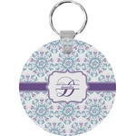 Mandala Floral Round Plastic Keychain (Personalized)