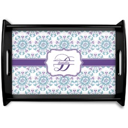 Mandala Floral Black Wooden Tray - Small (Personalized)
