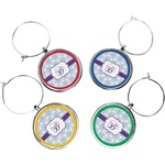 Mandala Floral Wine Charms (Set of 4) (Personalized)