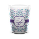 Mandala Floral Ceramic Shot Glass - 1.5 oz - White - Single (Personalized)