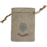 Mandala Floral Small Burlap Gift Bag - Front (Personalized)