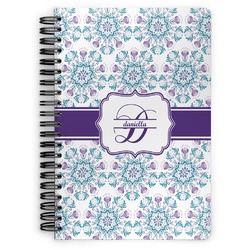 Mandala Floral Spiral Notebook - 7x10 w/ Name and Initial