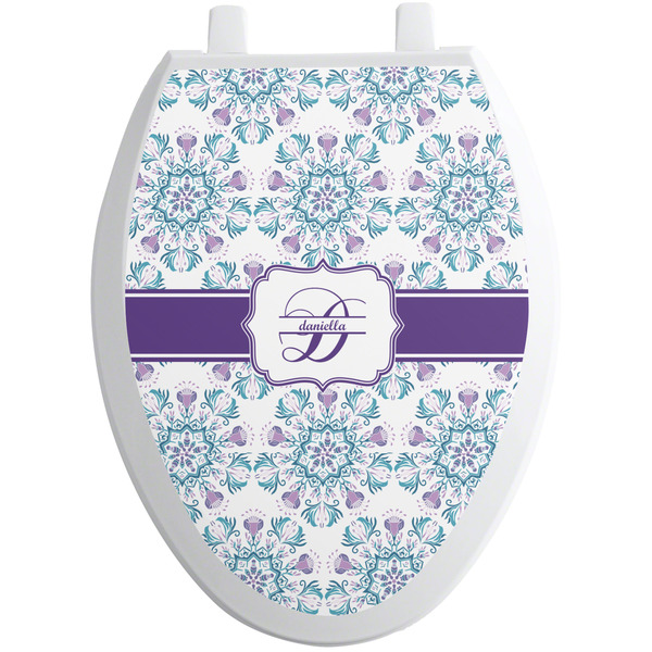 Custom Mandala Floral Toilet Seat Decal - Elongated (Personalized)