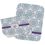 Mandala Floral Burp Cloths - Fleece - Set of 2 w/ Name and Initial