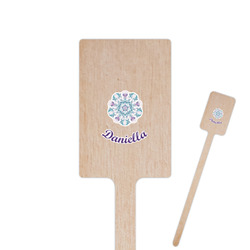 Mandala Floral 6.25" Rectangle Wooden Stir Sticks - Double Sided (Personalized)