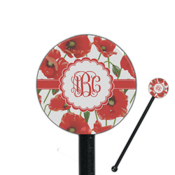 Poppies 5.5" Round Plastic Stir Sticks - Black - Double Sided (Personalized)