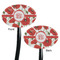 Poppies Black Plastic 7" Stir Stick - Double Sided - Oval - Front & Back