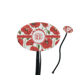 Poppies 7" Oval Plastic Stir Sticks - Black - Single Sided (Personalized)