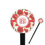 Poppies 7" Round Plastic Stir Sticks - Black - Double Sided (Personalized)