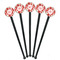 Poppies Black Plastic 7" Stir Stick - Round - Fan View