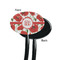 Poppies Black Plastic 7" Stir Stick - Single Sided - Oval - Front & Back