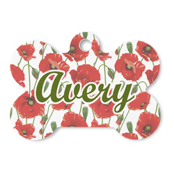 Poppies Bone Shaped Dog ID Tag - Large (Personalized)
