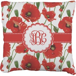 Poppies Faux-Linen Throw Pillow 16" (Personalized)