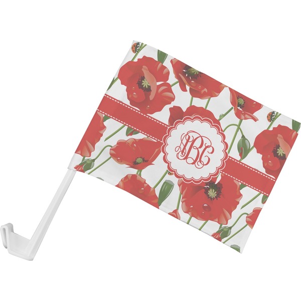 Custom Poppies Car Flag - Small w/ Monogram