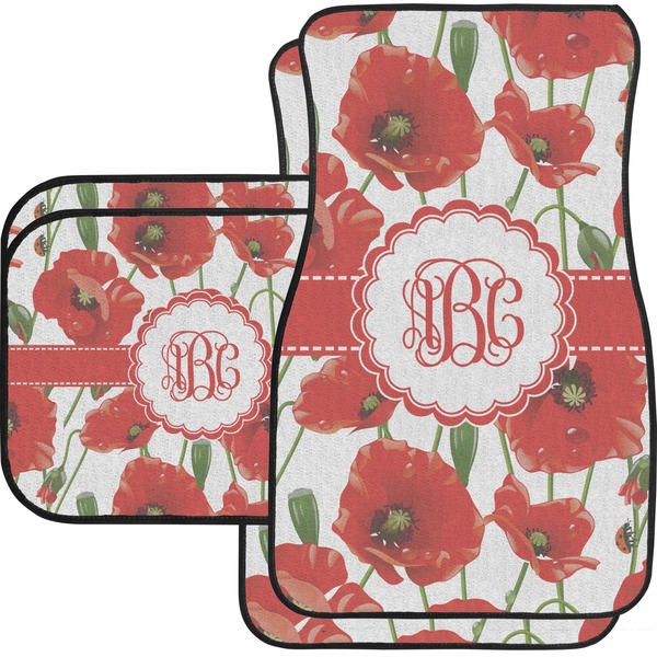 Custom Poppies Car Floor Mats Set - 2 Front & 2 Back (Personalized)