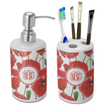 Poppies Ceramic Bathroom Accessories Set (Personalized)