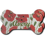 Poppies Ceramic Dog Ornament - Front & Back w/ Monogram