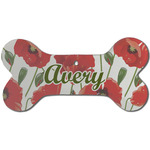 Poppies Ceramic Dog Ornament - Front w/ Monogram