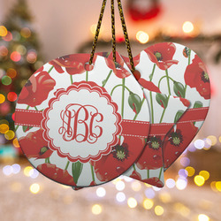 Poppies Ceramic Ornament w/ Monogram