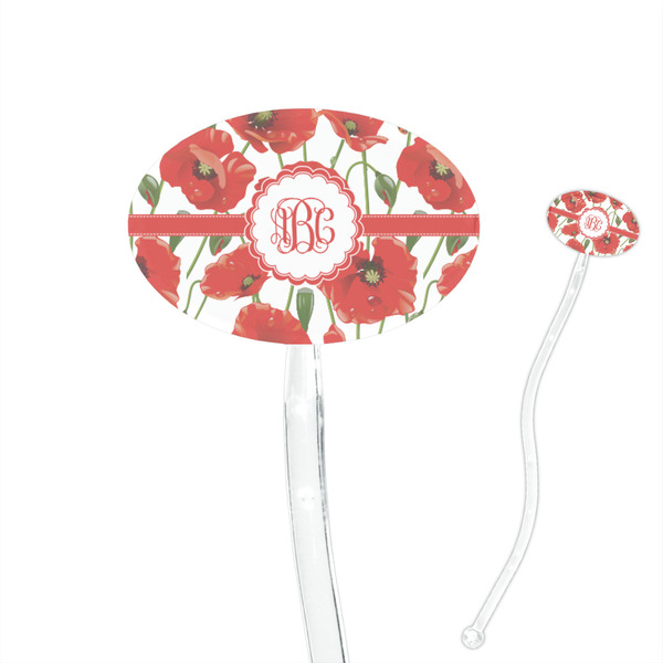 Custom Poppies 7" Oval Plastic Stir Sticks - Clear (Personalized)