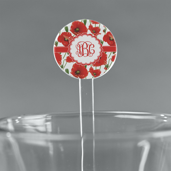 Custom Poppies 7" Round Plastic Stir Sticks - Clear (Personalized)