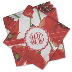 Poppies Cloth Cocktail Napkins - Set of 4 w/ Monogram