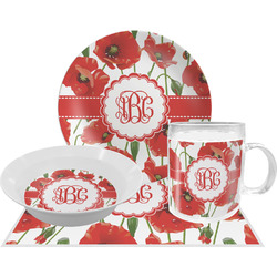 Poppies Dinner Set - Single 4 Pc Setting w/ Monograms