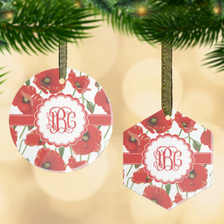 Poppies Flat Glass Ornament w/ Monogram