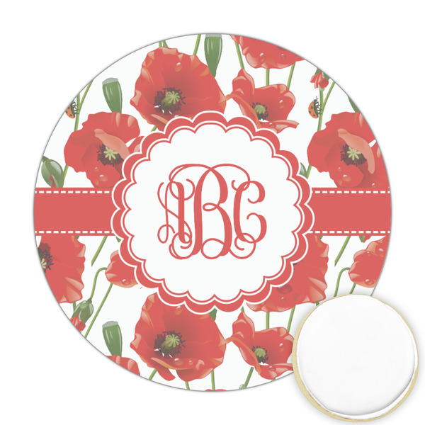 Custom Poppies Printed Cookie Topper - Round (Personalized)