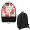 Poppies Large Backpack - Black - Front & Back View