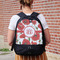 Poppies Large Backpack - Black - On Back